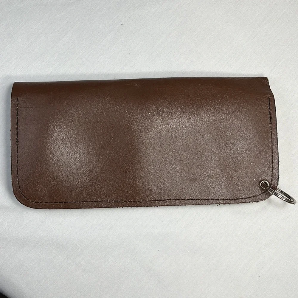 Biker Wallet Brown Leather Fold Over with Snaps